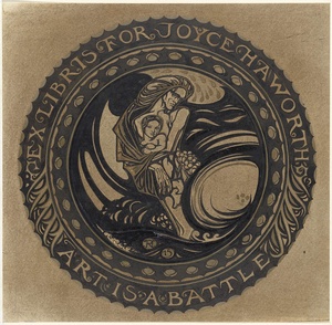 Ontwerp voor ex libris voor Joyce Haworth