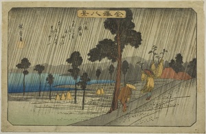 Evening Rain at Koizumi (Koizumi yau), from the series "Eight Views of Kanazawa (Kanazawa hakkei)"