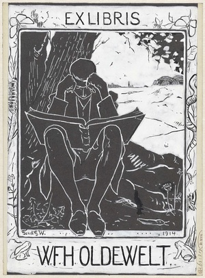 Ontwerp voor ex libris van W.F.H. Oldewelt