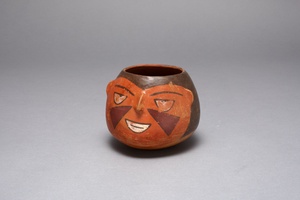 Jar in the Form of an Abstract Human Head, Probably a Trophy Head