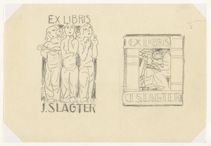 Ex libris voor J. Slagter (ontwerp, twee maal)