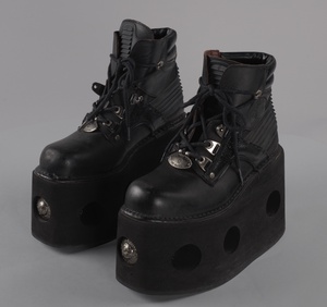 Black platform ankle boots worn by Bootsy Collins