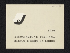 Lidmaatschapsbewijs van de 'Associazione Italiana Bianco e Nero Ex Libris' voor 1950