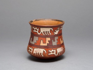 Jar Depicting Rows of Llamas and Abstract Stepped Motifs
