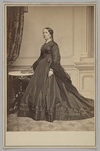 Cabinet card of Mary Jane Hale Welles in a funeral dress by Elizabeth Keckly