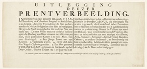 Uitleg bij de prent van de menagerie van Blaauw Jan, 1751