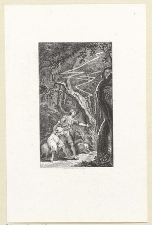 Paulus en Virginia in een bos bij onweer