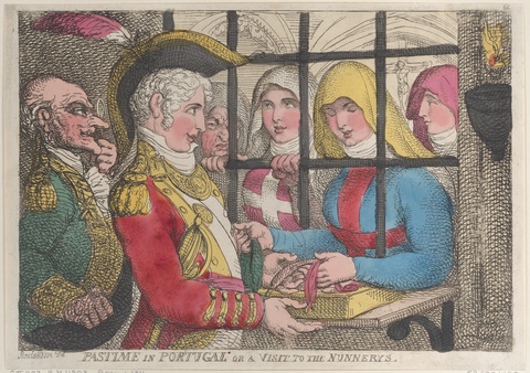 Pastime in Portugal or a Visit to the Nunnerys, 1811, Thomas Rowlandson, British