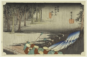 Tsuchi-yama, Spring Rain, in The Fifty-Three Stations of the Tokaido Road (Tokaido Gojusan Tsugi-no 