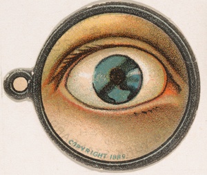 Monocle and Eye (blue), from Jocular Ocular series (N221) issued by Kinney Bros.