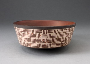 One of a Pair of Bowls with Textile-Like Pattern