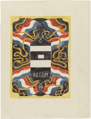 Ontwerp voor ex libris van ingenieur J. Kouwer te Bussum