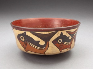 Bowl Depicting Fish, Sharks, or Whales